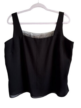 Ursula of Switzerland Black & Gray Tank Top Size 18 quiet luxury office core